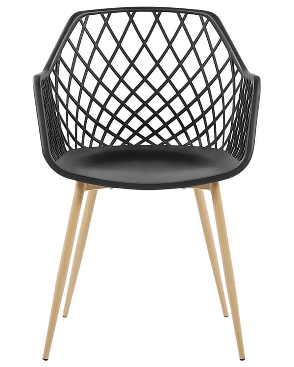 Tuoli musta 50 x 86 x 51 cm muovi metalli 2 kpl koristeltu selkänoja minimalistinen moderni