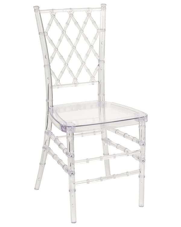 Et sæt med 2 Gennemsigtige Plastikstole til Køkken Spisestue Vintage Glamourøs Stil