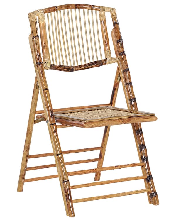 Sæt med 4 klapstole Lys rattan træ Stue Spisestuestole Boho Style
