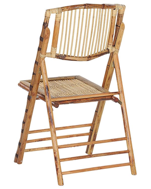 Sæt med 4 klapstole Lys rattan træ Stue Spisestuestole Boho Style