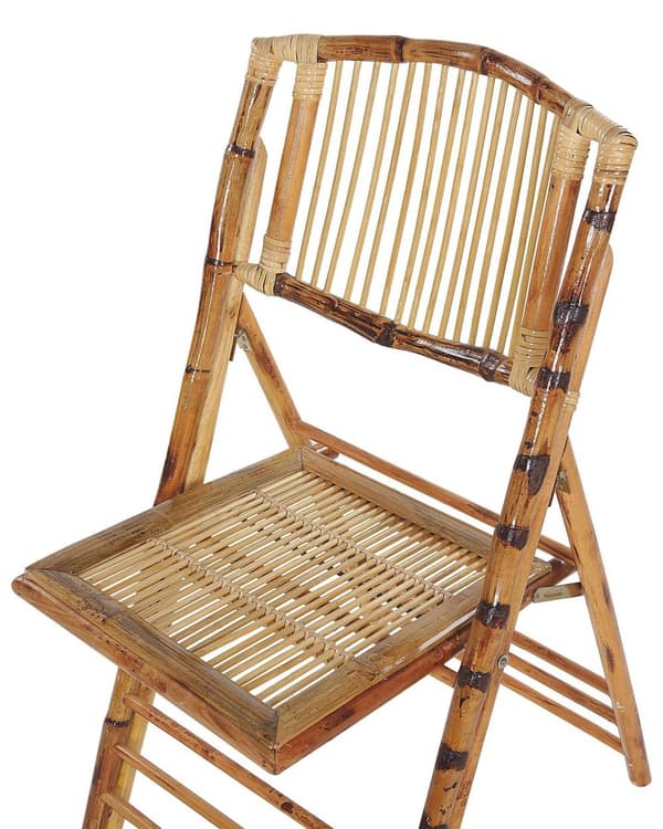 Sæt med 4 klapstole Lys rattan træ Stue Spisestuestole Boho Style