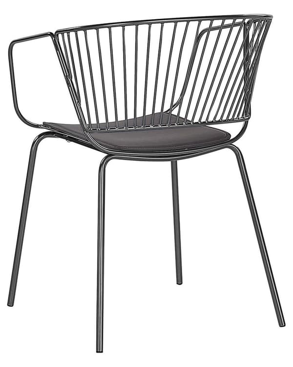 Spisebordsstol Sort Metal Sort Kunstlæder Sæt 2 stk Spisestue Stole med Armlæn Design Buet Ryg Glamour til Køkken Indretning