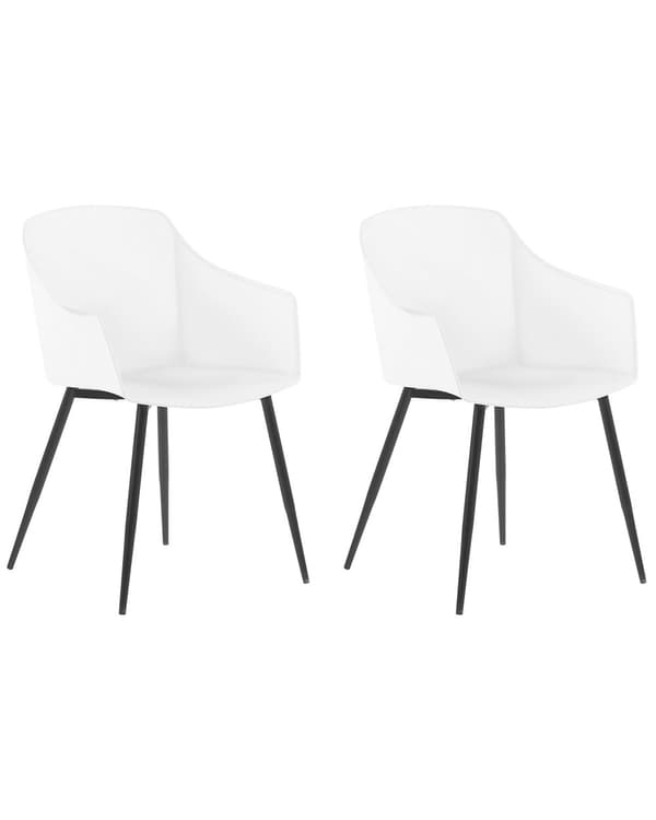Tuoli valkoinen musta 57 x 83 x 51 cm muovi metalli 2 kpl käsinojilla minimalistinen skandinaavinen