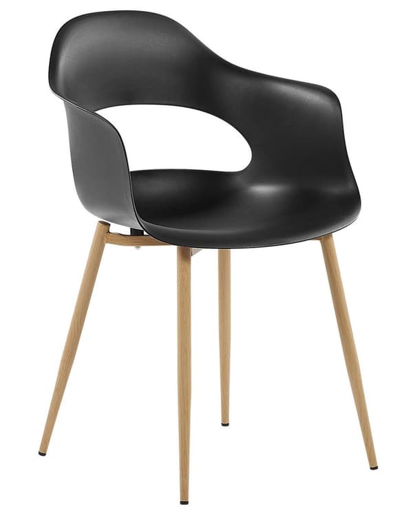 Set med 2 Matstolar Svart Syntetiskt Material Eleganta Ben Dekorativ