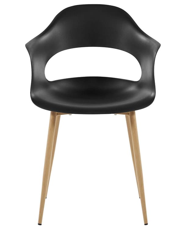 Set med 2 Matstolar Svart Syntetiskt Material Eleganta Ben Dekorativ