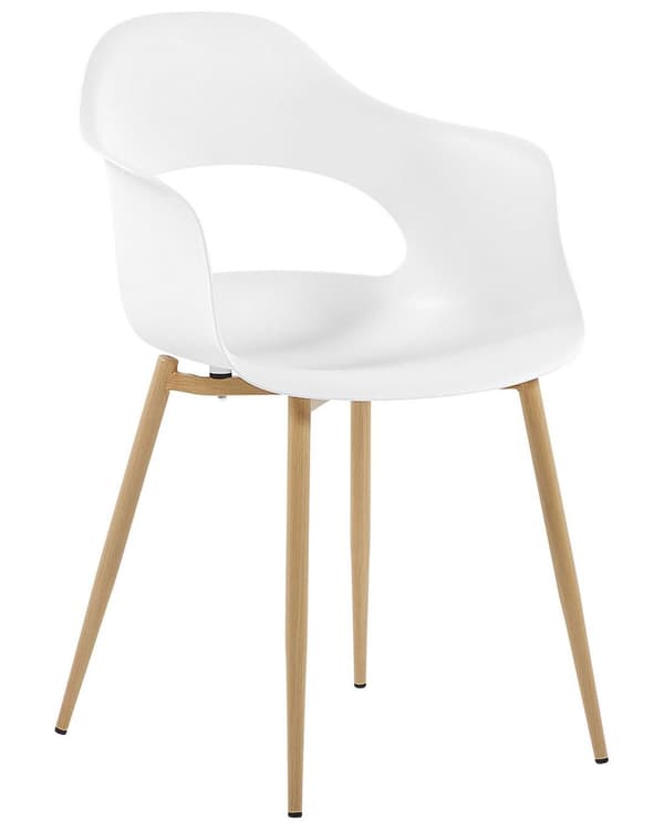 Set med 2 Matstolar Vit Syntetiskt Material Eleganta Ben Dekorativ