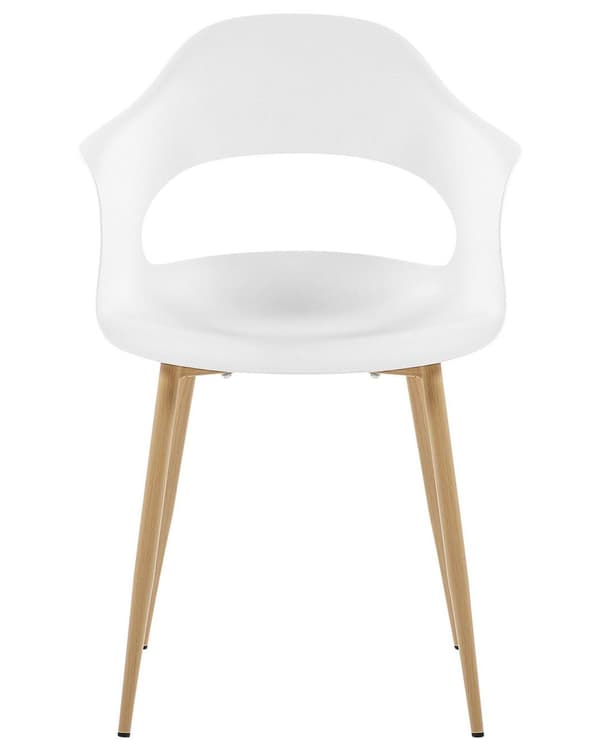 Set med 2 Matstolar Vit Syntetiskt Material Eleganta Ben Dekorativ