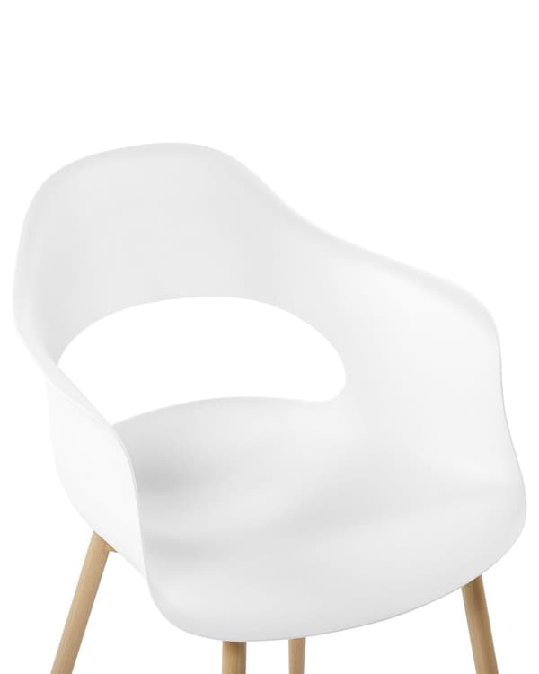Set med 2 Matstolar Vit Syntetiskt Material Eleganta Ben Dekorativ