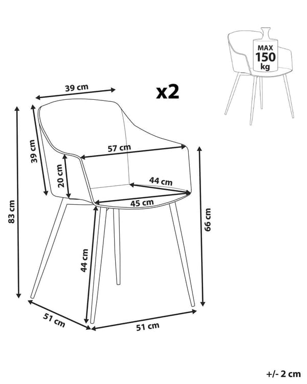 Set med 2 Matstolar Plast Svart Minimalist Design Armstöd Vardagsrum Kök Möbler