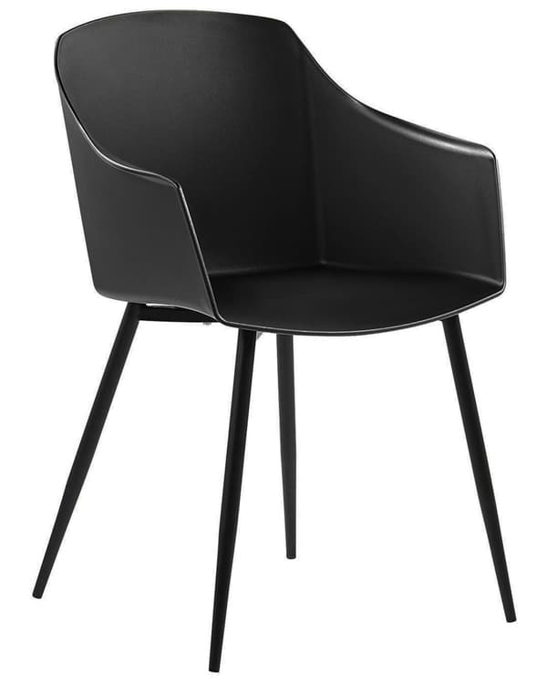 Set med 2 Matstolar Plast Svart Minimalist Design Armstöd Vardagsrum Kök Möbler