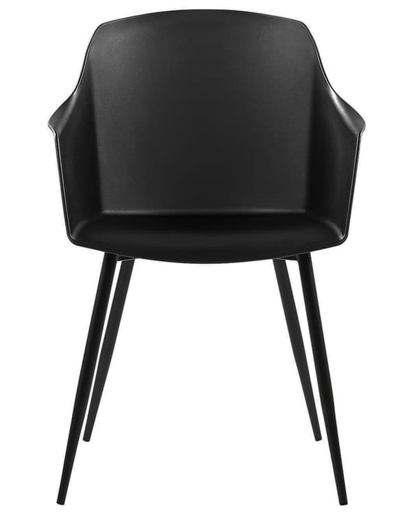 Set med 2 Matstolar Plast Svart Minimalist Design Armstöd Vardagsrum Kök Möbler