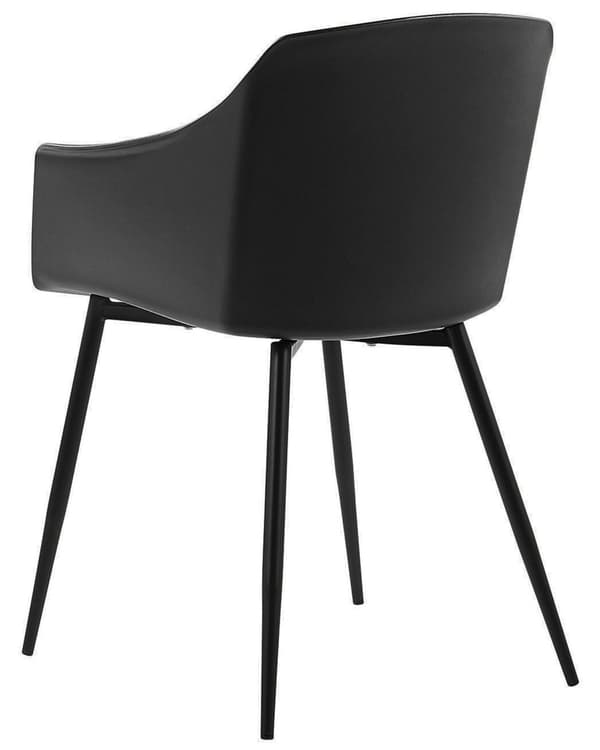 Set med 2 Matstolar Plast Svart Minimalist Design Armstöd Vardagsrum Kök Möbler