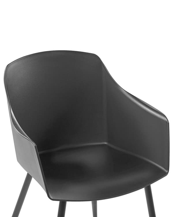 Set med 2 Matstolar Plast Svart Minimalist Design Armstöd Vardagsrum Kök Möbler