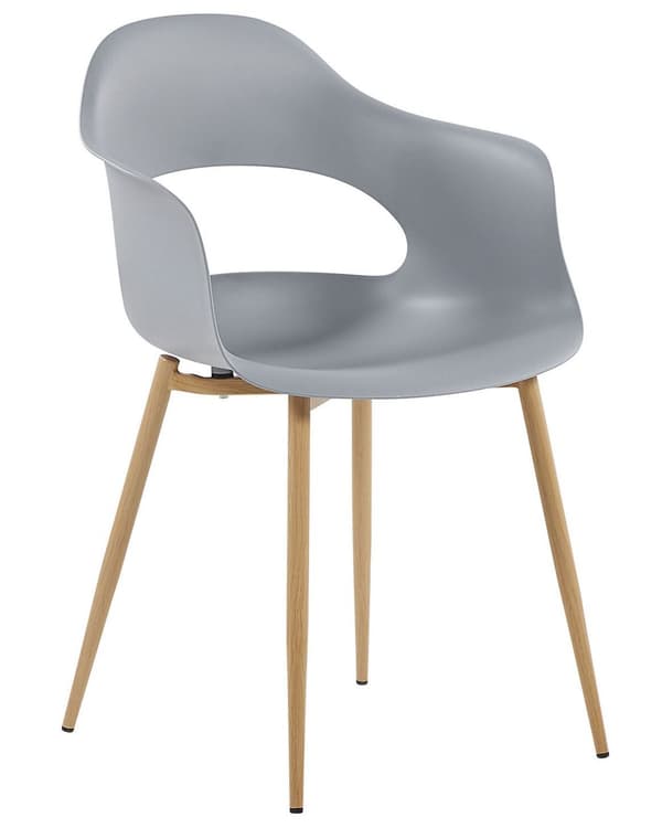 Set med 2 Matstolar Grå Syntetiskt Material Eleganta Ben Dekorativ