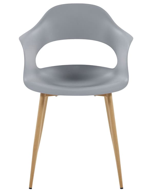 Set med 2 Matstolar Grå Syntetiskt Material Eleganta Ben Dekorativ
