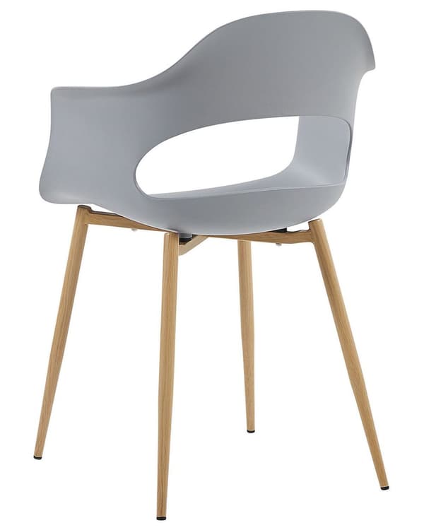 Set med 2 Matstolar Grå Syntetiskt Material Eleganta Ben Dekorativ