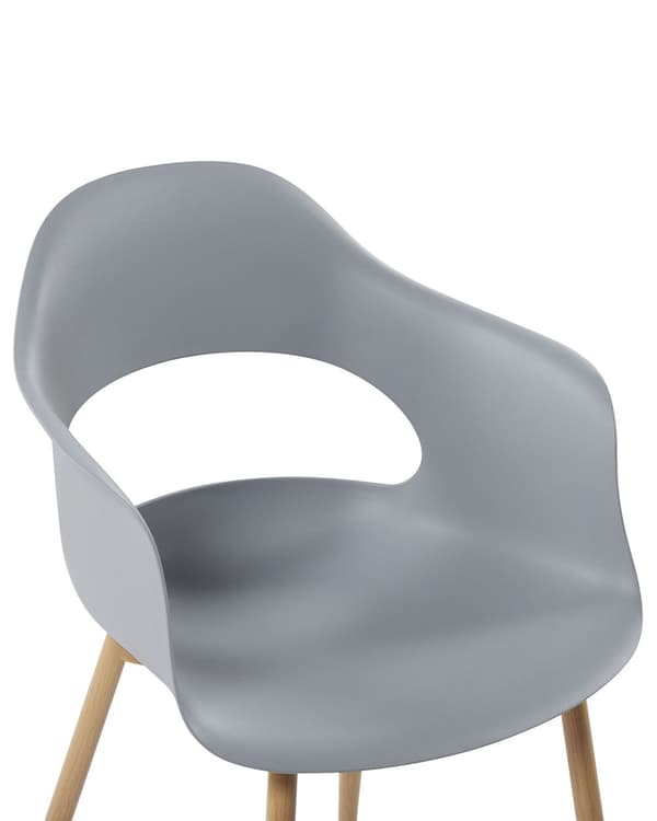 Set med 2 Matstolar Grå Syntetiskt Material Eleganta Ben Dekorativ