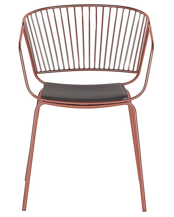 Set av 2 Matstolar Röd Koppar Metalltråd Design Konstläder Svart Sitskudde Industriell Glam Stil