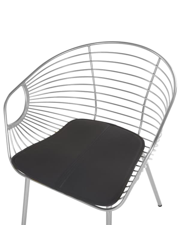 Set av 2 Matstolar Silver Metalltråd Design Konstläder Svart Sitskudde Glam Industriell Modern