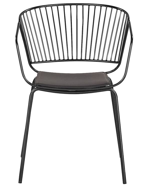 Set av 2 Matstolar Svart Metalltråd Design Konstläder Sitskudde Industriell Glam Stil