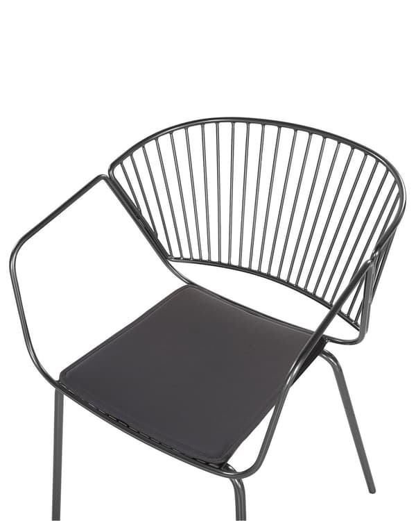Set av 2 Matstolar Svart Metalltråd Design Konstläder Sitskudde Industriell Glam Stil