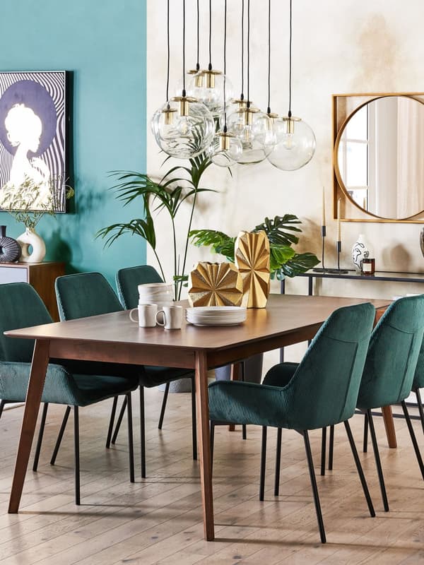 Set av 2 Matstolar Grön Manchestertyg Klädd Sits Svarta Metallben Modern Stil