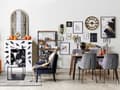 Miniatyrbild 4 av 10: Set av 2 Matstolar Grå Manchestertyg Klädd Sits Svarta Metallben Modern Stil