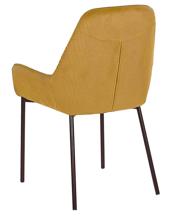 Set av 2 Matstolar Gul Manchestertyg Klädd Sits Svarta Metallben Modern Stil