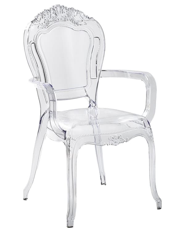 Set av 2 Matstolar Transparent Akryl Stabil Rygg Stapelbar Vintage Modern Design