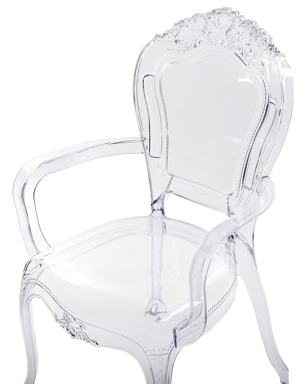 Set av 2 Matstolar Transparent Akryl Stabil Rygg Stapelbar Vintage Modern Design