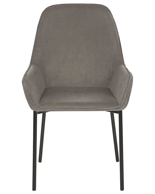 Sæt med 2 Spisestuestole Grå Velour Betrukket med Sorte Metalben i Glamourøs Stil