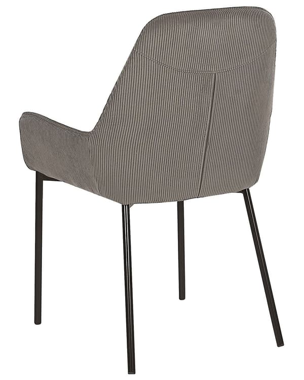 Sæt med 2 Spisestuestole Grå Velour Betrukket med Sorte Metalben i Glamourøs Stil