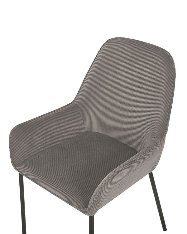 Sæt med 2 Spisestuestole Grå Velour Betrukket med Sorte Metalben i Glamourøs Stil