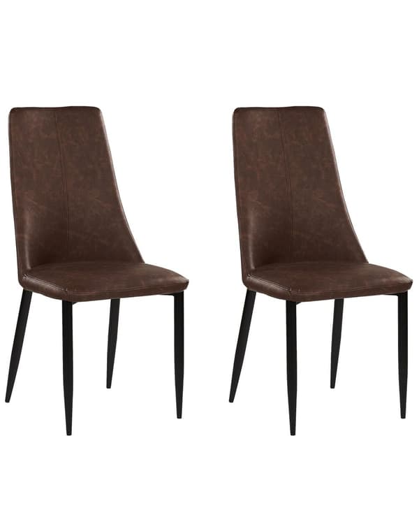Tuoli ruskea 47 x 96 x 58 cm keinonahka metalli puu 2 kpl lattiasuoja vaahtomuovi