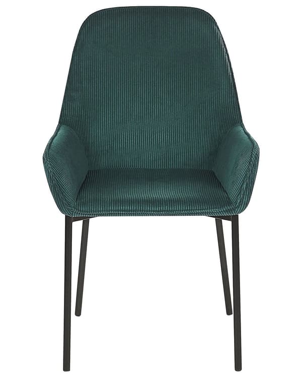 Sæt med 2 Spisestuestole Mørkegrøn Velour Betrukket med Sorte Metalben i Glamourøs Stil