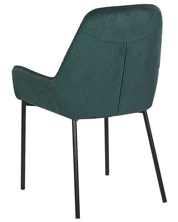 Sæt med 2 Spisestuestole Mørkegrøn Velour Betrukket med Sorte Metalben i Glamourøs Stil