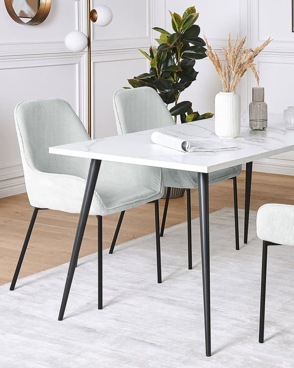 Sæt med 2 Spisestuestole Mintgrøn Velour Betrukket med Sorte Metalben i Glamourøs Stil