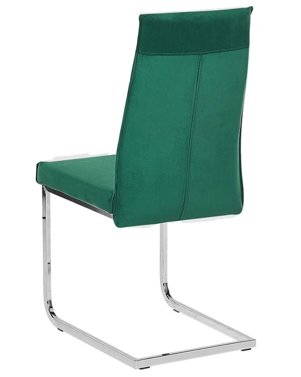 Sæt med 2 konsolstole grøn velour sølv stel til spisestuen i køkkenet moderne minimalistisk stil