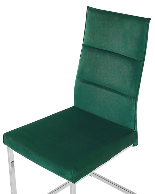 Sæt med 2 konsolstole grøn velour sølv stel til spisestuen i køkkenet moderne minimalistisk stil