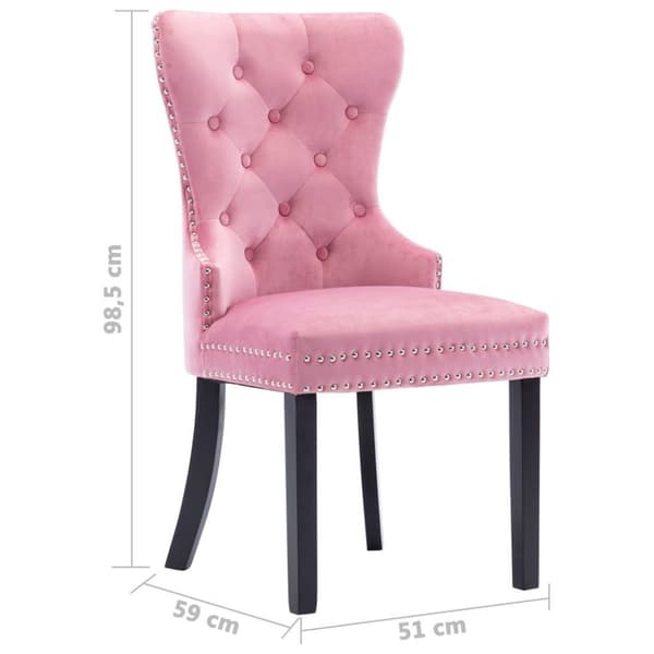 vidaXL Matstolar 2 st rosa sammet