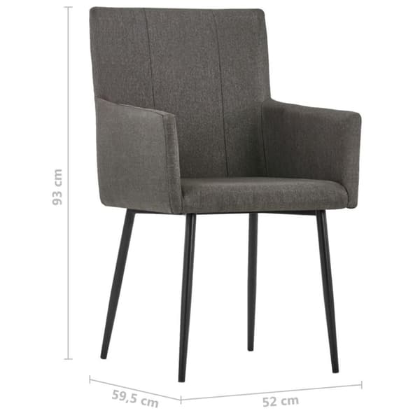 vidaXL Matstolar med armstöd 2 st taupe tyg
