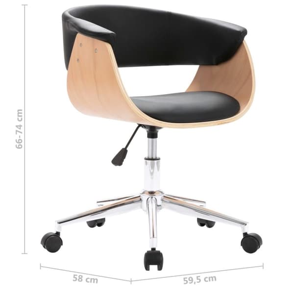 vidaXL Matstol snurrbar svart böjträ och konstläder