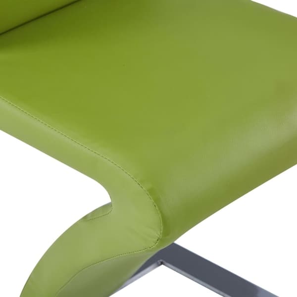 vidaXL Ruokailutuoli Zigzag-muoto 2 kpl vihreä keinonahka