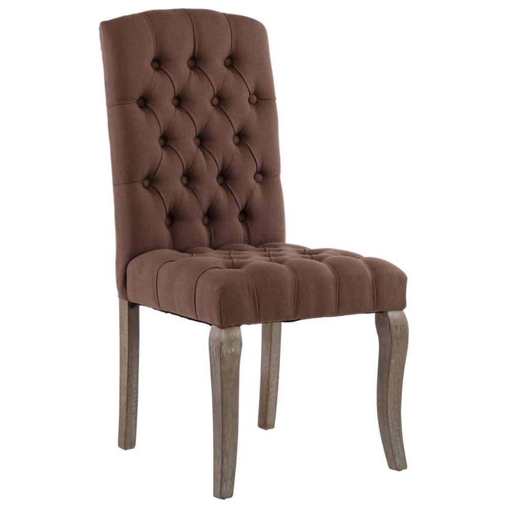 vidaXL Matstolar 2 st brun linnedesign tyg