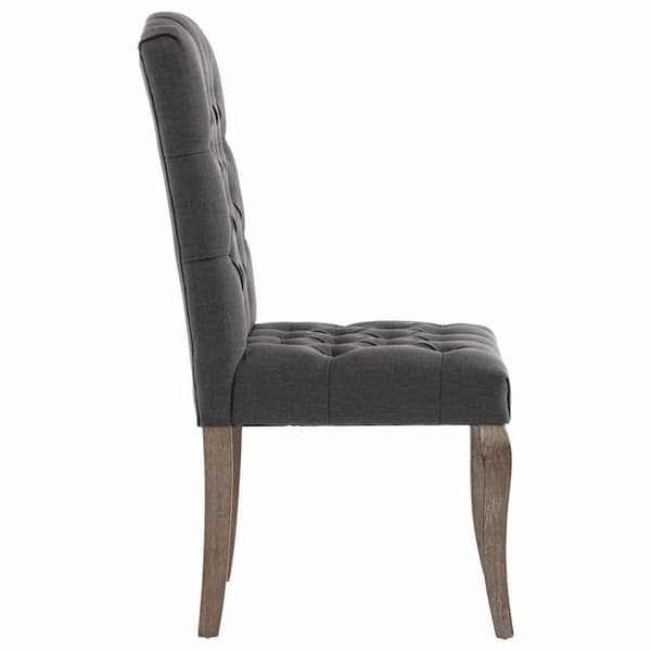 vidaXL Matstolar 2 st grå linnedesign tyg