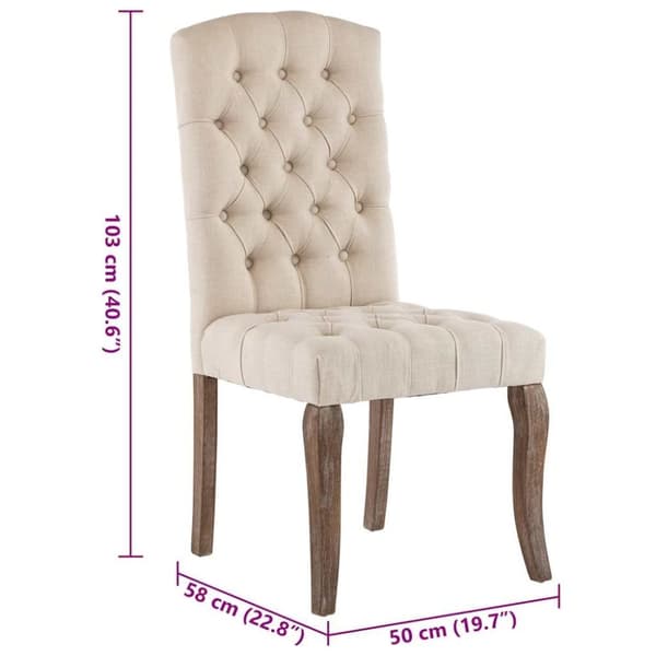 vidaXL spisebordsstole 2 stk. hør-look stof beige