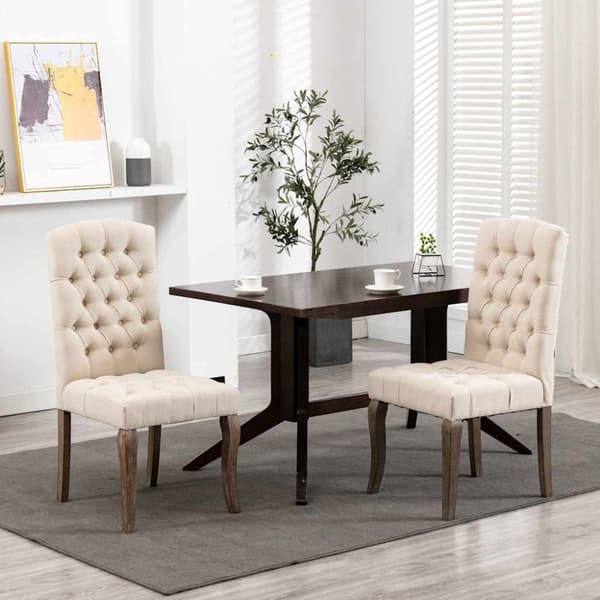 vidaXL spisebordsstole 2 stk. hør-look stof beige