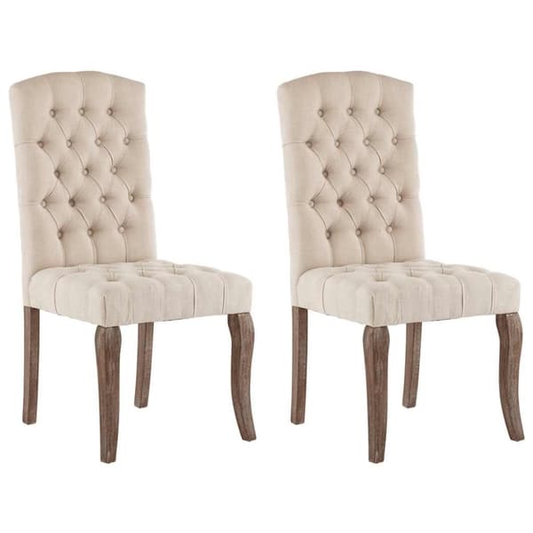 vidaXL spisebordsstole 2 stk. hør-look stof beige