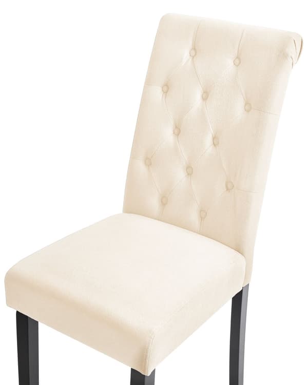 Set av 2 Matstolar Creme tyg Glam Modern Design Svarta Träben