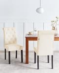 Miniatyrbild 2 av 10: Set av 2 Matstolar Creme tyg Glam Modern Design Svarta Träben